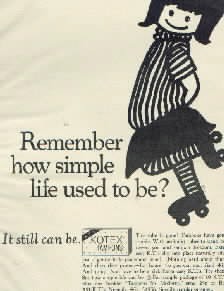 Vintage Kotex ad, childlike drawing, Remember how simple life used to be?