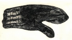 cross-hatch of a single mitten drawing